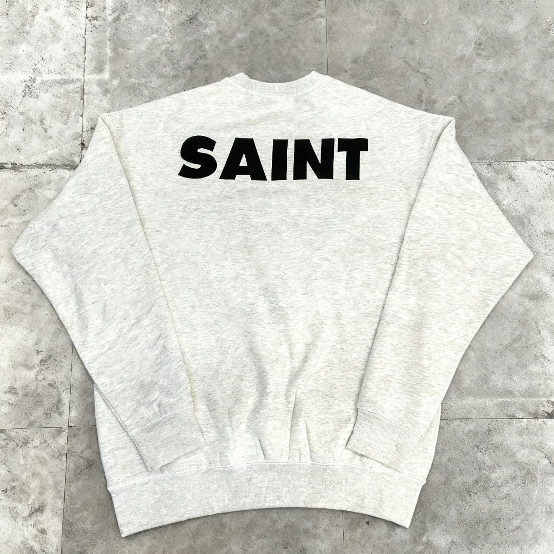 Saint Michael Friends VTG American portrait loose velvet round neck pullover sweatshirt Fabric: 420g Style number: SM603 Size: S-M-L-XL Color: Gray Price: P190